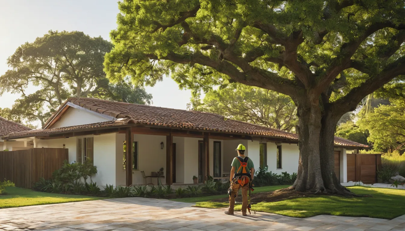 A tree removal provider working safely near a home in Cutler Bay